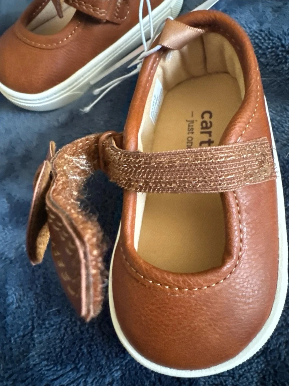 NEW Carter's Toddler Girl's Slip On Casual Brown Shoes Sandals Size 3 W/Bows